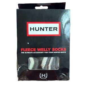 Hunter Fleece Welly Socks Zigzag Striped Cuff Brown Neutral Women’s Size 5-7